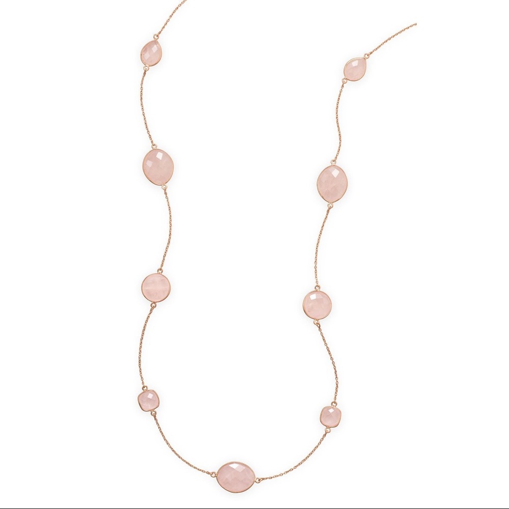 ✨ 14 Karat Rose Gold Plated Rose Quartz Necklace